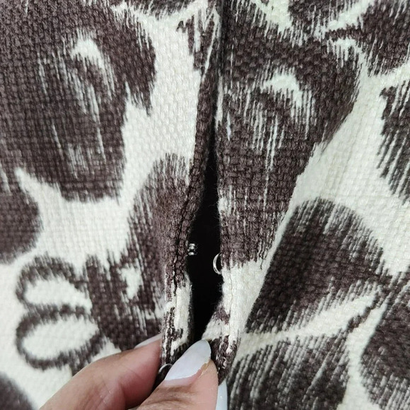 Jones Wear Open Front Blazer Jacket Women Size 16 Brown Cream Floral One Hook - Picture 4 of 7